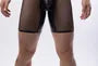 Plain Mesh Panel Faux Leather Boxer Briefs