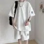 Set: Elbow-Sleeve Crew Neck Waffle T-Shirt + Sweatshorts