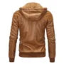 Hooded Fleece-Lined Faux Leather Zip Jacket