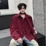 Mock Two-Piece Long-Sleeve Contrast Trim Button-Up Shirt