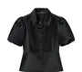 Puff Sleeve Spread Collar Plain Peplum top