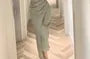 Sleeveless Square Neck Plain Slit Midi Sheath Dress
