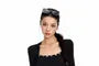 Elbow Sleeve Square Neck Plain Button Embellished Top