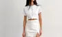 High Waist Plain Lace-Trim Slit Mini Pencil Skirt