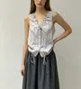 V-Neck Lace-Trim Tie-Front Loose-Fit Tank Top