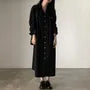 Long-Sleeve Notch Lapel Plain Midi Shirt Dress / V-Neck Sweater Vest