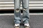 Mid Rise Washed Distressed Loose Fit Jeans