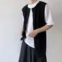Sleeveless Crew Neck Plain Button Top