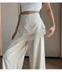 High Waist Plain Skirt Overlay Wide Leg Pants