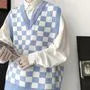 V-Neck Checkerboard Sweater Vest