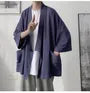 3/4-Sleeve Plain Open Front Kimono Jacket