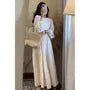 Maternity Long-Sleeve Square Neck Midi A-Line Dress