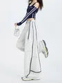 Low Rise Contrast Trim Wide Leg Barrel Jeans (Various Designs)
