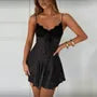 Spaghetti Strap Lace Panel Polka Dot Slim-Fit Mini A-Line Dress