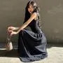 Sleeveless Square Neck Plain Maxi A-Line Dress