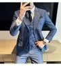 Set: Plain Single-Breasted Blazer + Vest + Straight Leg Dress Pants