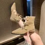 Low Heel Pointed Buckled Strap Sandals