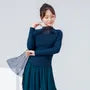 Long-Sleeve Mock Neck Plain Sheer Panel Dance Top