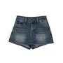 High Waist Washed Denim Mini A-Line Skort