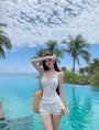 Set: Plain Tankini Top + Bottom