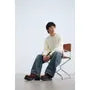 Long-Sleeve Crew Neck Plain Cable Knit Sweater
