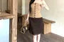 Plain Button Ribbed Knit Tube Top / High Waist Plain Mesh Mini Pencil Skirt