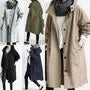 Plain Hooded Long Single-Breasted Trench Jacket