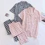 Couple Matching Pajama Set: Short-Sleeve Plaid Top + Pants (Various Designs)