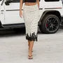 Low Waist Polka Dot Lace Panel Midi Pencil Skirt
