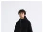 Stand Collar Plain Panel Zip Hoodie