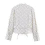 Polka Dots Capri Pants / Long-Sleeve Stand Collar Lace Up Polka Dots Shirt