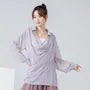 Long-Sleeve Cowl Neck Plain Asymmetrical Dance Top