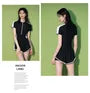 Short-Sleeve Striped Swimsuit