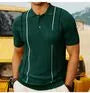 Short-Sleeve Color Block Knit Polo Shirt