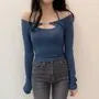 Set: Long-Sleeve Shrug + Halter Neck Plain Crop Top