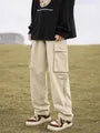 Mid Rise Plain Cargo Straight Leg Pants