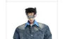 Layered Collar Washed Mock Two Piece Panel Button Denim Jacket / Mid Rise Wide Leg Jeans
