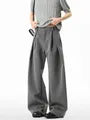 Mid Rise Plain Wide Leg Dress Pants