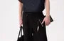 Elbow-Sleeve Contrast Collar Button-Up Shirt