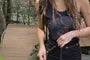Elastic-Waist Drawstring Striped Straight Cut Pants