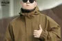 Plus Size Hooded Plain Zip Jacket