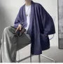 3/4-Sleeve Plain Open Front Kimono Jacket