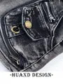 Mid Rise Washed Denim Hot Pants