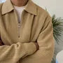 Collared Plain Half Zip Sweater / Long Sleeve Crew Neck Plain T-Shirt