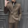 Asymmetric Lapel Blazer / Vest / Full Length Slim Fit Suit Pants / Set