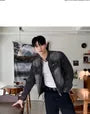 Band Collar Washed Zip Denim Jacket