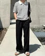 Drawstring-Waist Straight-Cut Loose Pants