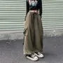 Couple Matching Drawstring Waist Plain Wide Leg Cargo Pants