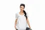 Short Sleeve Collared Plain Lace Trim Blouse