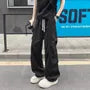 Drawstring Waist Plain Straight Leg Cargo Pants